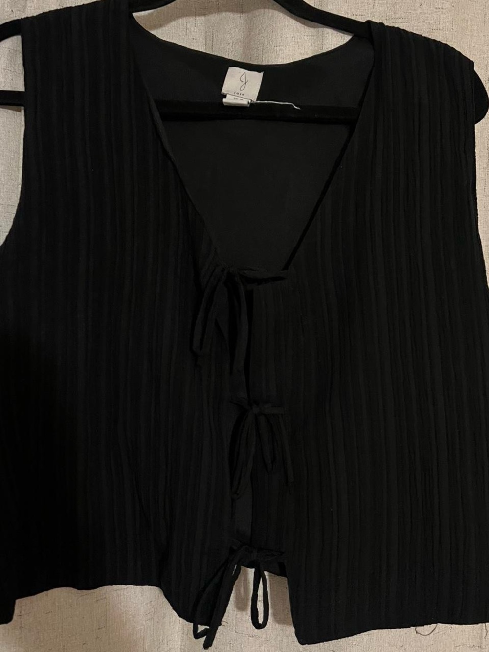 Joie Black Pleated Tie-Front Tank